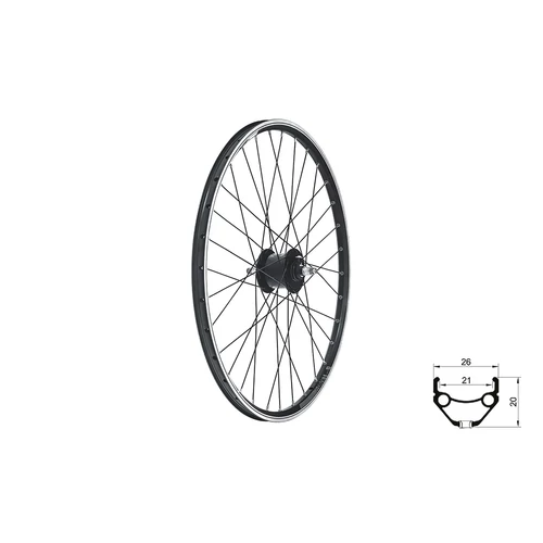 Fűzött első kerék KLS DRAFT Dynamo V-brake, 26